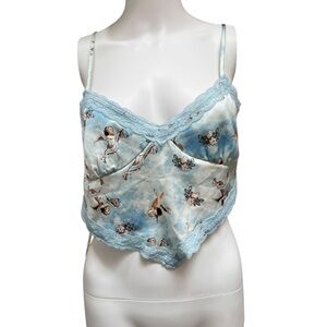 Forever 21- NWT- Light Blue Cherub Lace Trim Cami Top Size M/ scarf top